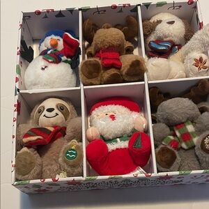 Festive Plush Toy Collection - Snowman, Reindeer, Sloth, and Santa